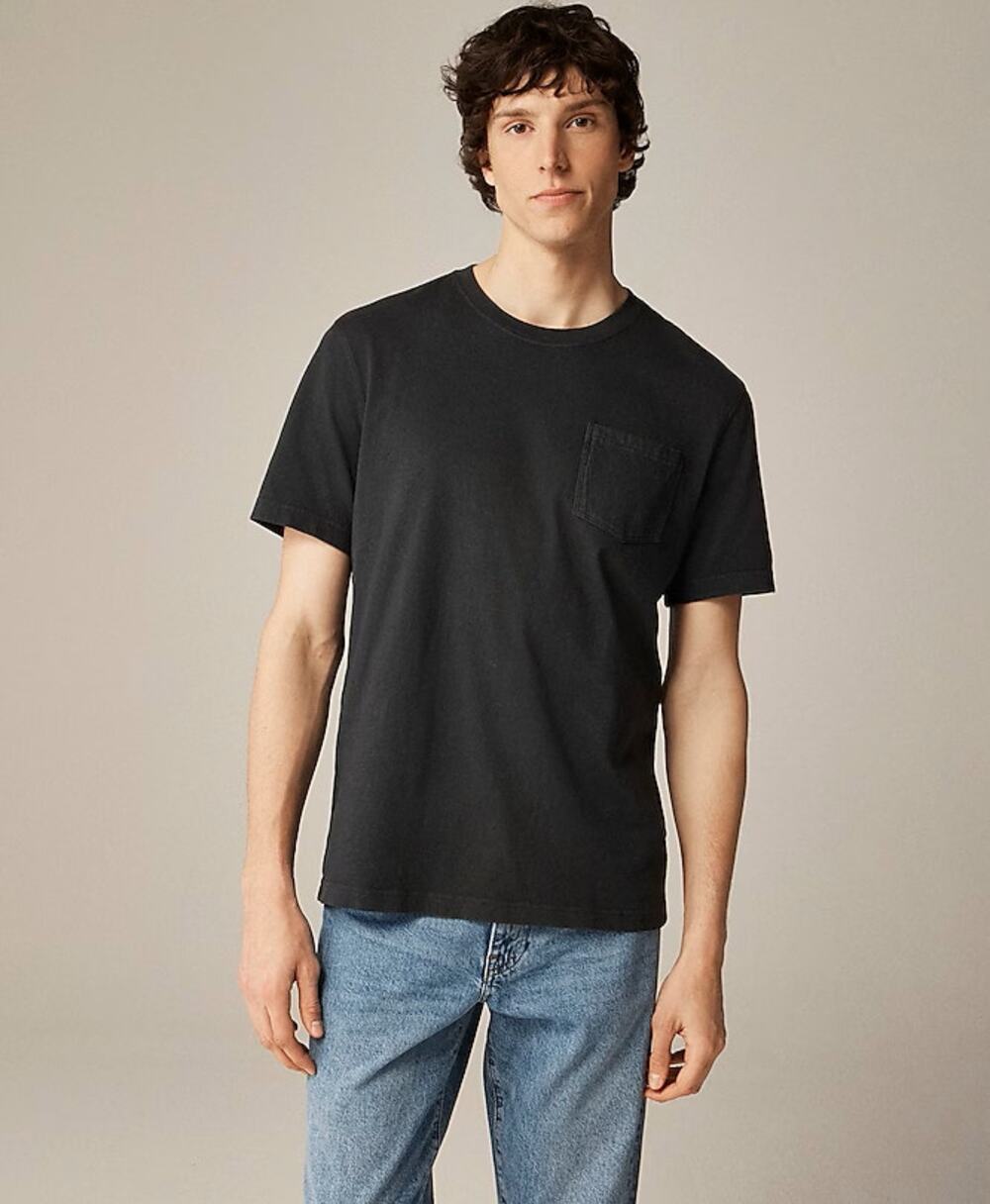 J.Crew Vintage Wash Cotton Jersey Pocket T-shirt Mens M Black Relaxed Pullover